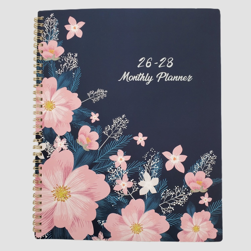 Indeme 2026-2028 3 Year Monthly Planner Navy Pink Floral Spiral Bound Tabbed